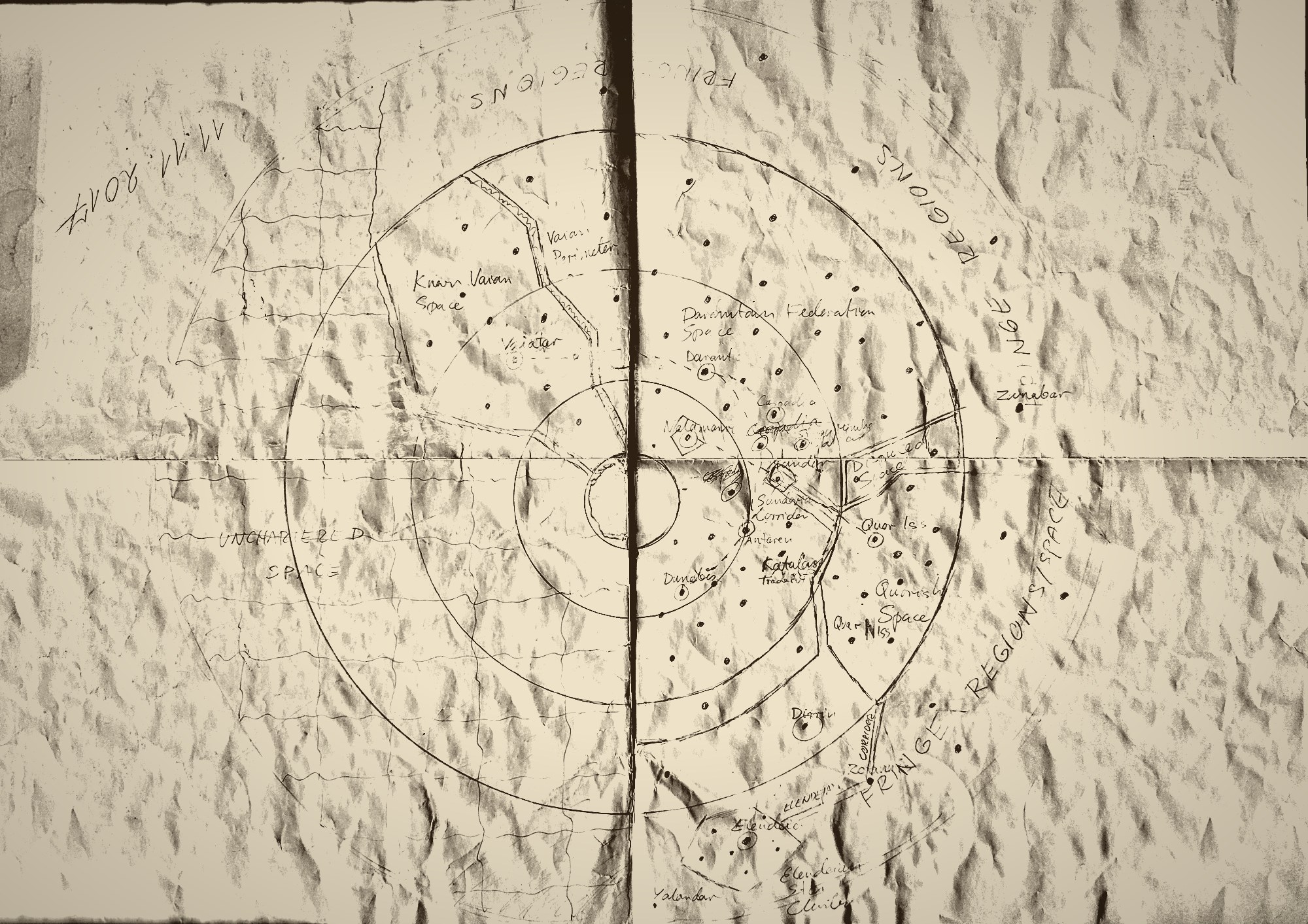 Hand-drawn map of the Known Galaxy